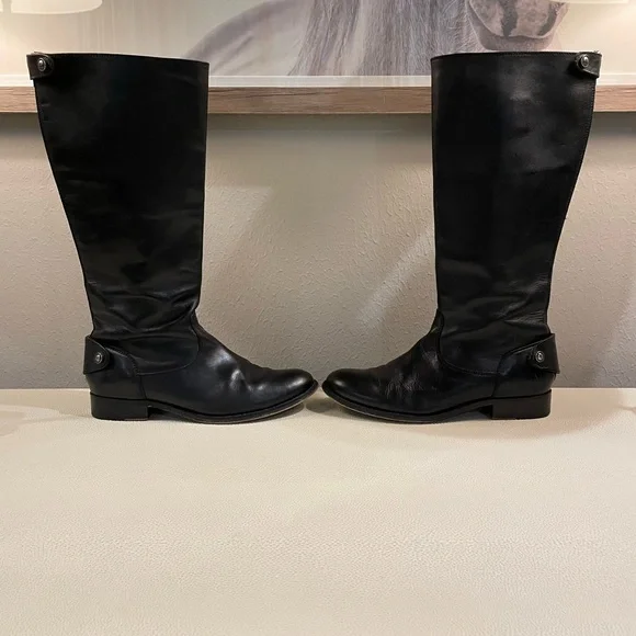 Frye “Melissa” Black Leather Zip Boots - Picture 3 of 10
